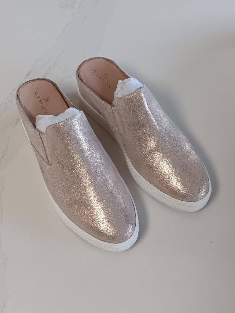 Caslon Womens Mule Sneaker Rose Gold Shimmer White Sole Slip On Size 8M